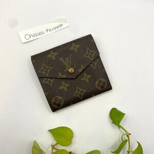 Louis Vuitton Bifold Vintage Square Elise Monogram Wallet Double Sided 0394